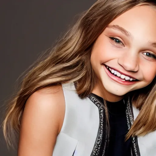 Prompt: Maddie Ziegler smiling portrait, studio photo