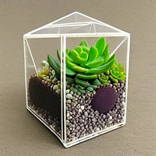 Image similar to geometric decorative terrarium cube for small succulent