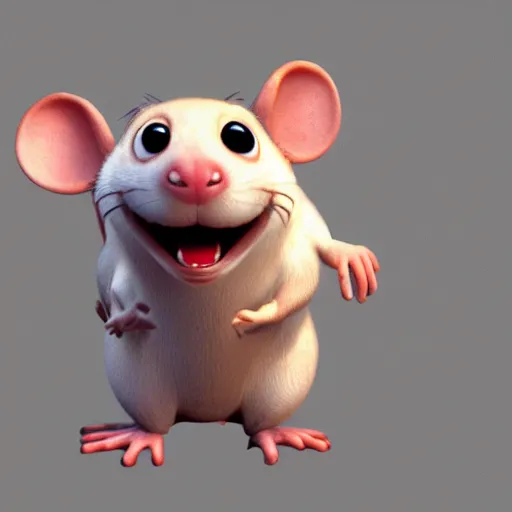 Prompt: a happy rat, pixar, 3 d render, disney, beautiful,