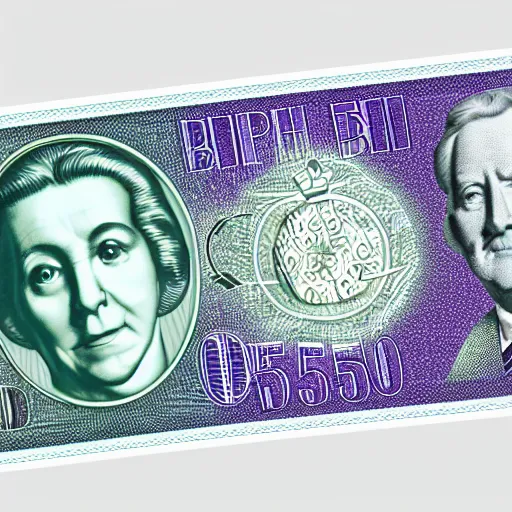 Prompt: concept design of british £ 5 0 note for the year 2 0 3 3