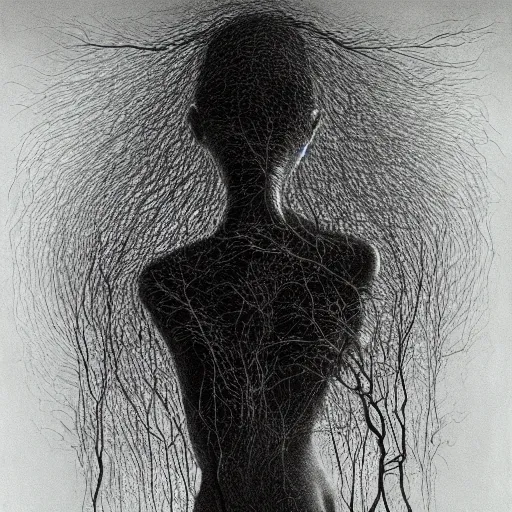 Prompt: Werner Syndrome, illustrated by Zdzisław Beksiński, artistic interpretation, trending on artstation, 4k, 8k