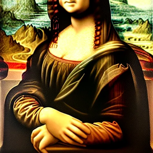 Image similar to mona lisa by leonardo da vinci with giant muscles, ultra detailed