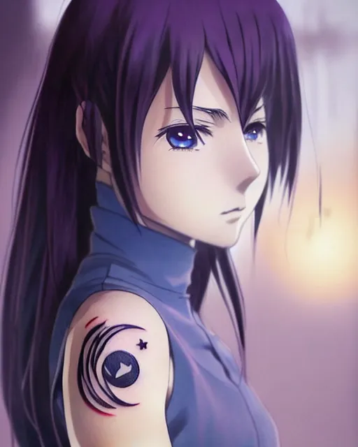 Image similar to Anime as Danila-the-Demonslayer girl cute-fine-face, pretty face, realistic shaded Perfect face, fine details. Anime. runes-tattoo tattoo-hands, mage blue smoke realistic shaded lighting by Ilya Kuvshinov katsuhiro otomo ghost-in-the-shell, magali villeneuve, artgerm, rutkowski, WLOP Jeremy Lipkin and Giuseppe Dangelico Pino and Michael Garmash and Rob Rey