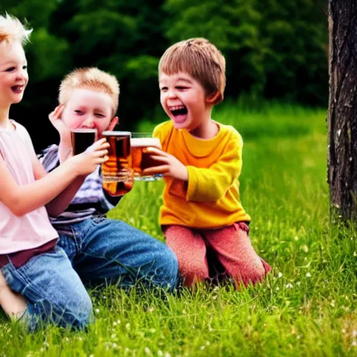 Image similar to children have fun with beer