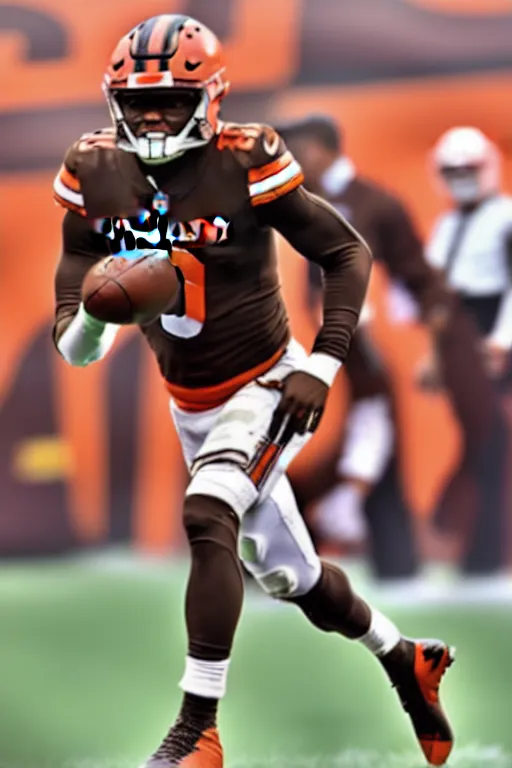 Image similar to lamar jackson in a cleveland browns uniform