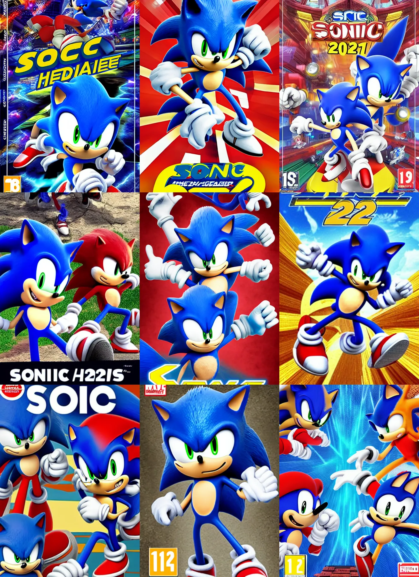 Prompt: sonic the hedgehog 2077, game cover