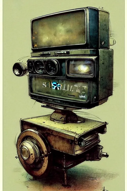 Image similar to (((((1950s steam powered TV . muted colors.))))) by Jean-Baptiste Monge !!!!!!!!!!!!!!!!!!!!!!!!!!!