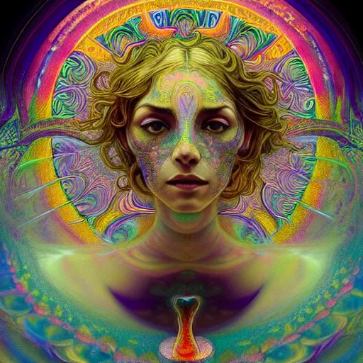 Image similar to An extremely psychedelic experience of the third eye opening, colorful, surreal, dramatic lighting, magic mushrooms, psilocybin, LSD, face, detailed, intricate, elegant, highly detailed, digital painting, artstation, concept art, smooth, sharp focus, illustration, art by Krenz Cushart and Artem Demura and alphonse mucha