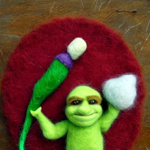 Image similar to shrek needle felted + needle felting art