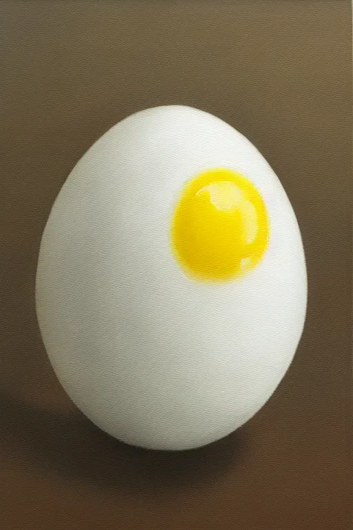 Image similar to a hyperrealistic painting of a single egg, minimalistic, super fine detail