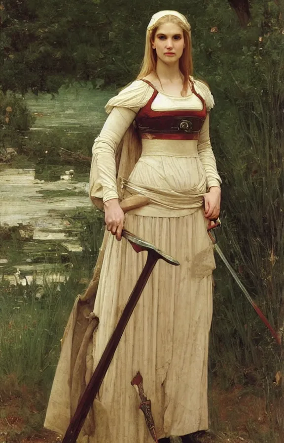 Prompt: kim wexler as a medieval knight by John William Waterhouse, William Adolphe Bouguereau