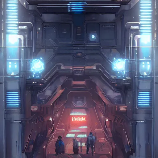 Image similar to imposing cyberbunk bank vault, detailed digital illustration by greg rutkowski, android netrunner