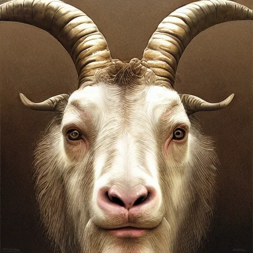 Image similar to vladimir putin, anthropomorphic bald prehistoric goat, vladimir putin hybrid, vladimir putin is mutant, toothless, horror, macabre by donato giancola and greg rutkowski and wayne barlow and zdzisław beksinski, realistic face, digital art