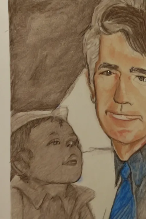 Prompt: a childs drawing of randy mantooth as johnny gage