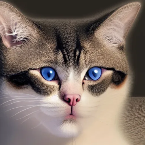 Image similar to down syndrome cat photorealistic