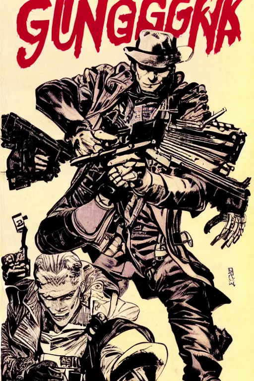 Image similar to gunslinger by jack kirby and akihiko yoshida