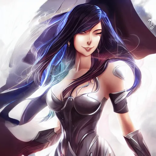 Prompt: portrait of a female anime hero, wearing a flowing cape and diamond armor, art by artgerm, fantasy art