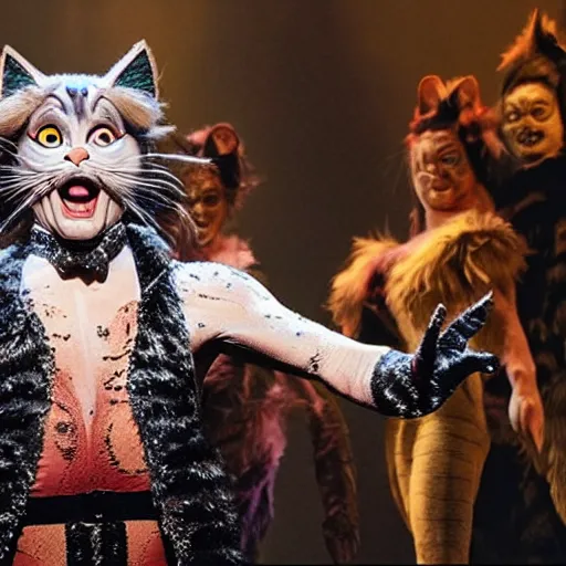 Prompt: jim carrey in cats the musical