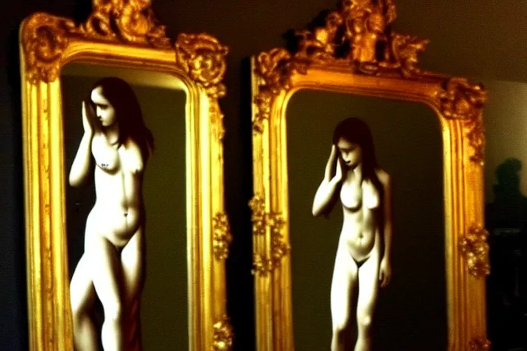 Image similar to reflecting in mirrors!!, angel and demon