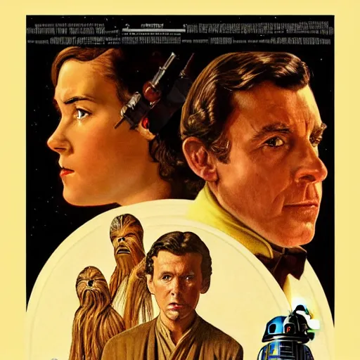 Image similar to star wars movie poster in the style of norman rockwell, detailed painting, 8 k