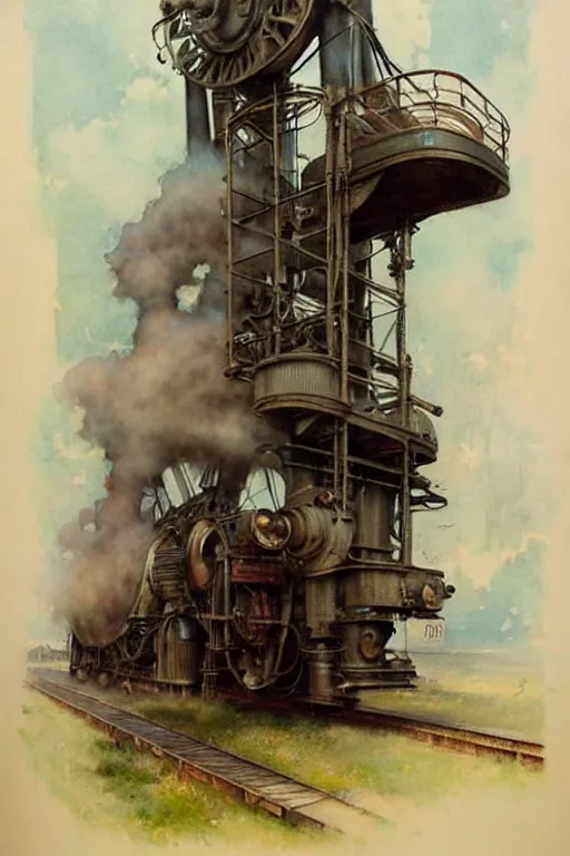 Image similar to (((((1950s huge steam engine. muted colors.))))) by Jean-Baptiste Monge !!!!!!!!!!!!!!!!!!!!!!!!!!!