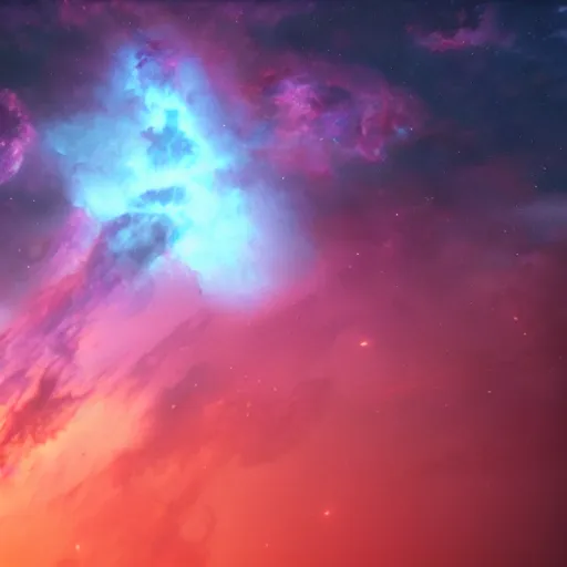 Prompt: sea of clouds in a nebulae, volumetric lighting, hyperrealistic, 8 k, octane render