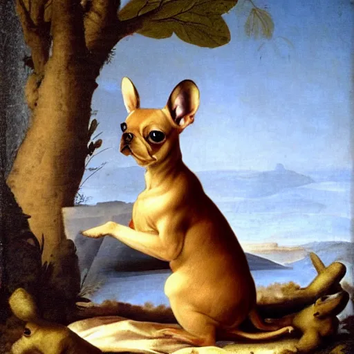 Prompt: renaissance painting of a fawn french bulldog