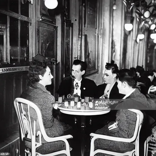 Image similar to 1 9 5 0 photograph of vampires in a cafe in paris