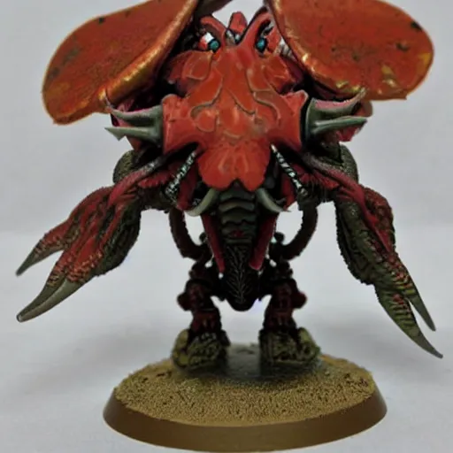 Prompt: Tyranid Giant Anomalocaris, painted warhammer 40k miniature