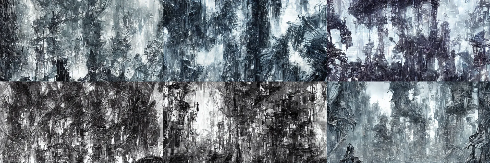 Image similar to biopunk, tsutomu nihei, blame!, concept art, city, megastructure