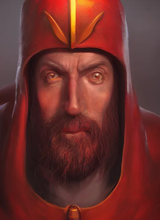 Prompt: a fantasy comic book style portrait painting of red priest in lord of mysteries, unreal 5, daz, hyper realistic, octane render, rpg portrait, ambient light, dynamic lighting