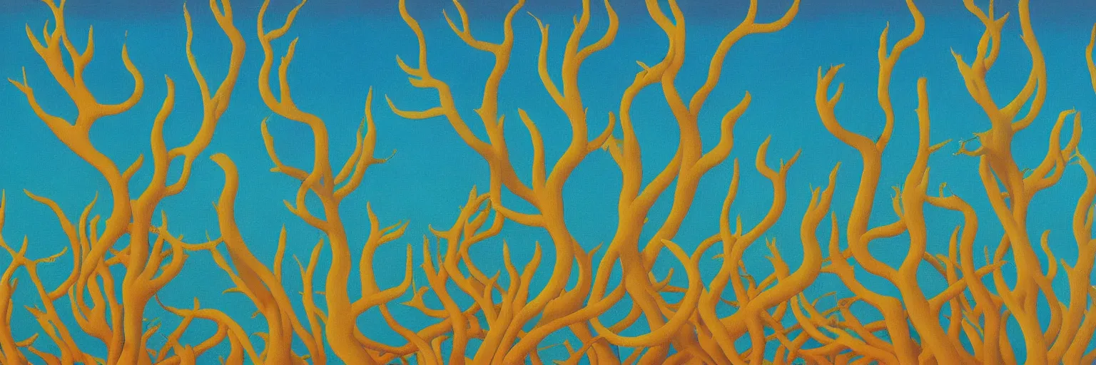 Prompt: great barrier reef painting magritte