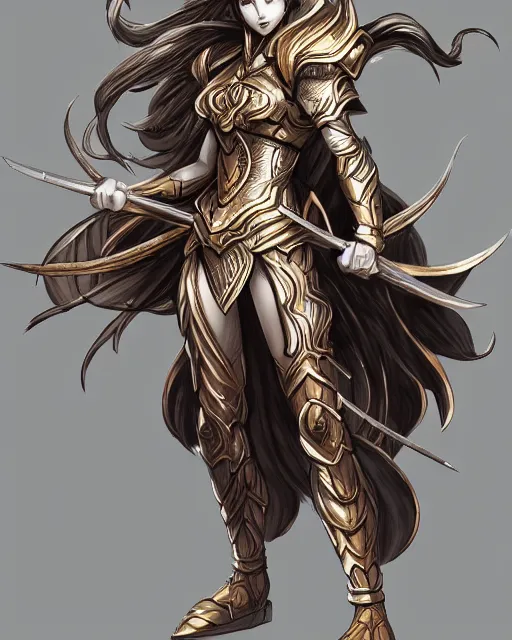 Image similar to A beautiful female warrior running, D&D, beautiful face, highly detailed face, fantasy art, female art, in the style of masami kurumada, illustration, epic, fantasy, intricate, hyper detailed, artstation, concept art, smooth, sharp focus, ray tracing
