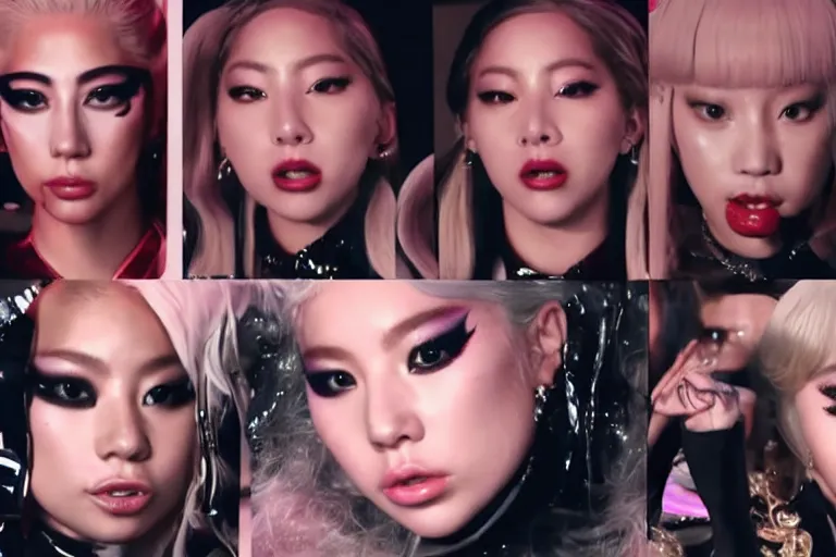 Image similar to music video screenshot of lady gaga with blackpink