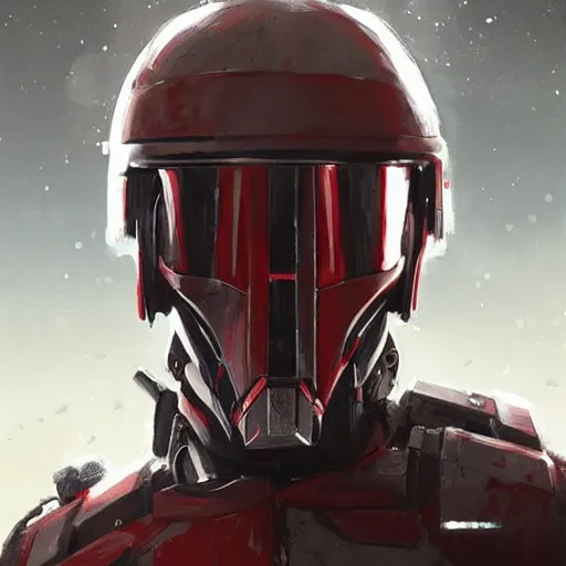 Image similar to portrait of a man by greg rutkowski, a soldier of the galactic triunvirate wearing a red and white tactical gear, star wars expanded universe, highly detailed portrait, digital painting, artstation, concept art, smooth, sharp foccus ilustration, artstation hq