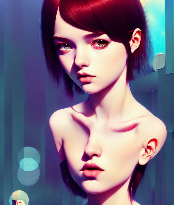 Image similar to a beautiful young british alternative music singer. optical illusion art by ilya kuvshinov lois van baarle ross tran range murata artgerm katsuhiro otomo norman rockwell. highly detailed intricately sharp focus mystically trending deviantart, pinterest, vogue italia, unreal engine 5, 4 k uhd image