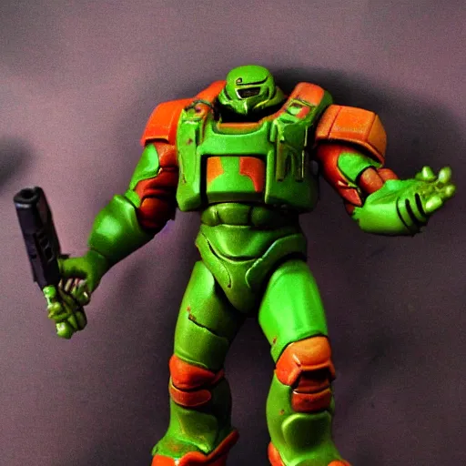 Prompt: doomguy from doom 2, photography