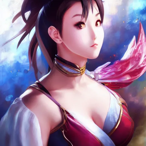 Image similar to A beautiful semi realistic anime portrait of Chun li, by Stanley Artgerm Lau, WLOP, Rossdraws, James Jean, Andrei Riabovitchev, Marc Simonetti, and Sakimichan, tranding on artstation H- 768