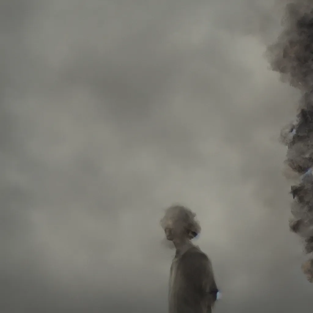 Image similar to a portrait of a person made of smoke. impressionism. matte painting. octane render