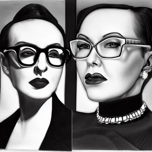 Image similar to pencil illustration of Edith head highly detailed, cinematic,