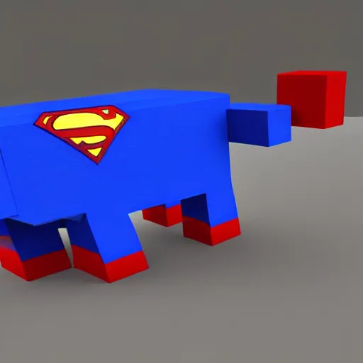 Image similar to cat - superman, hyperrealism, no blur, 4 k resolution, ultra detailed, style of minecraft