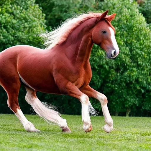 Prompt: horse galloping with a long graceful mane and shimmering coat