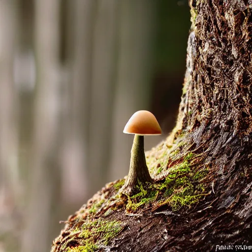 Prompt: outdoors, a tiny humanoid mushroom, anamorphic, dramatic lighting, professional macro photography, kodak ektar film