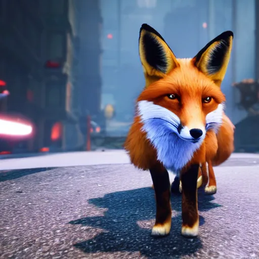 Prompt: a fox in a ps 5 game