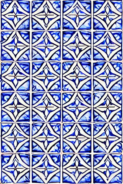 Prompt: minimalist boho style art of an azulejo tile pattern, mediterranean hand paint illustration