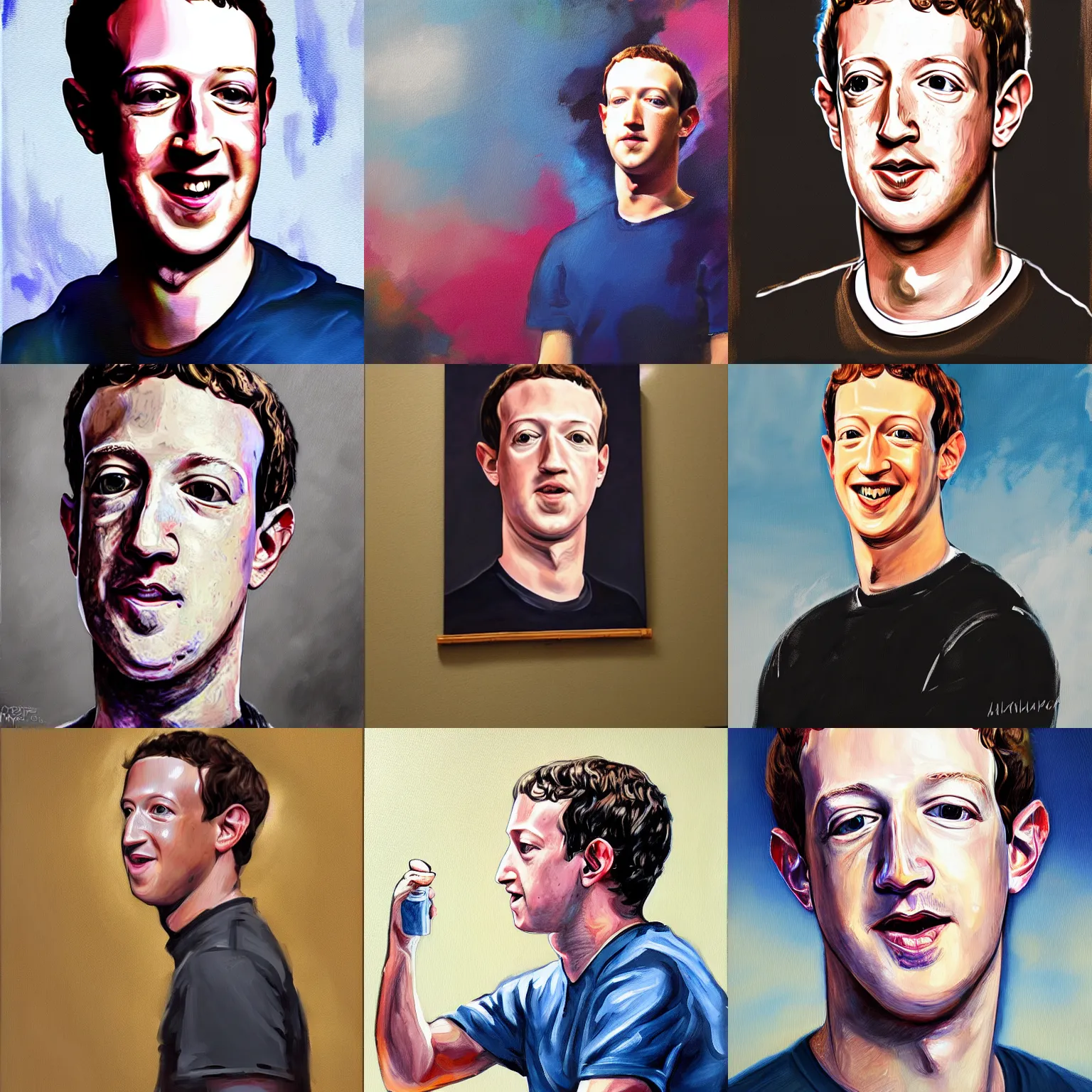 Prompt: a painting of mark zuckerberg in the style of grimgar