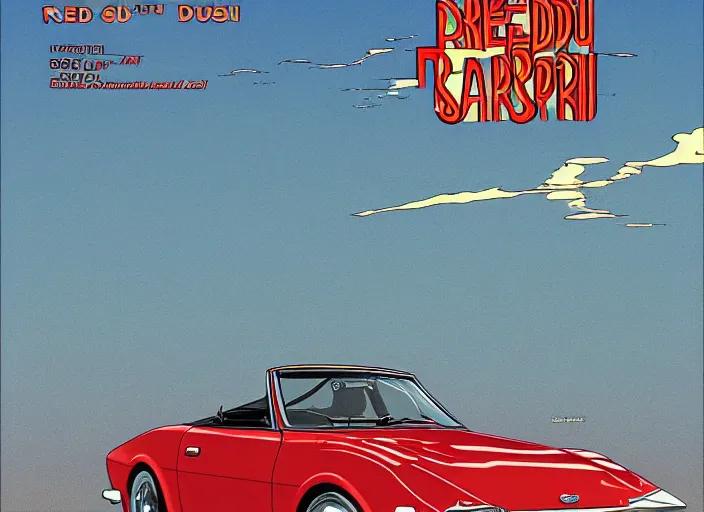 Image similar to highly detailed 1 9 6 9 red datsun fairlady roadster, retro minimalist art by jean giraud, moebius starwatcher comic, sharp, 8 k