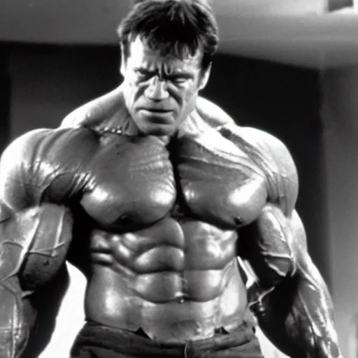 Image similar to film still of arnold schwarzenegger as the hulk