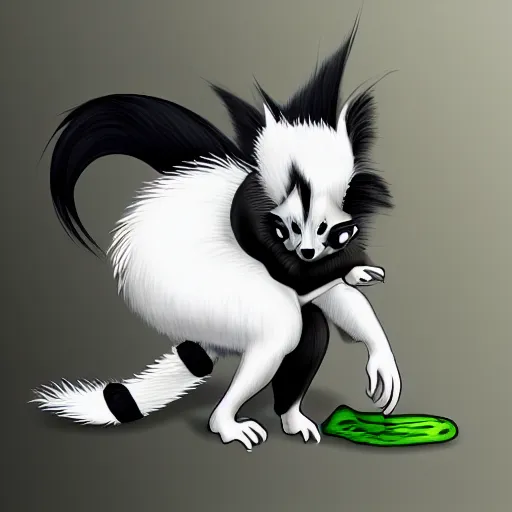 Image similar to digital painting of a skunk that was just transformed into a dragon