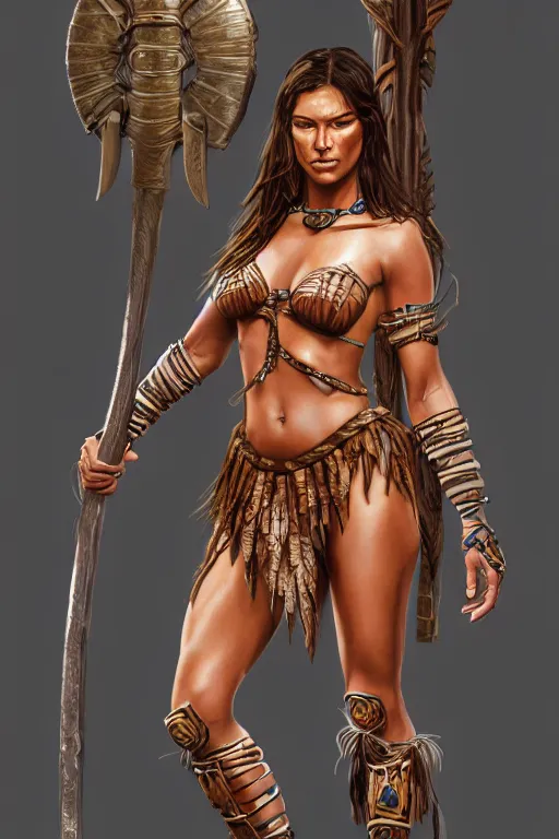 Image similar to supermodel Stephanie seymor as an amazonian warrior, highly detailed, digital painting, artstation, concept art, smooth, sharp focus, illustration, Unreal Engine 5, 8K, art by Frank franzetta